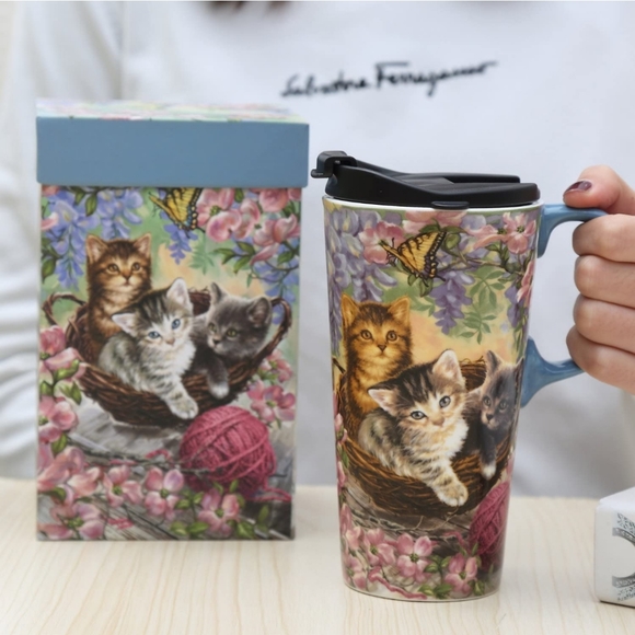 Adorable Travel Cat / Kitten Mug / Tumbler - Picture 2 of 8